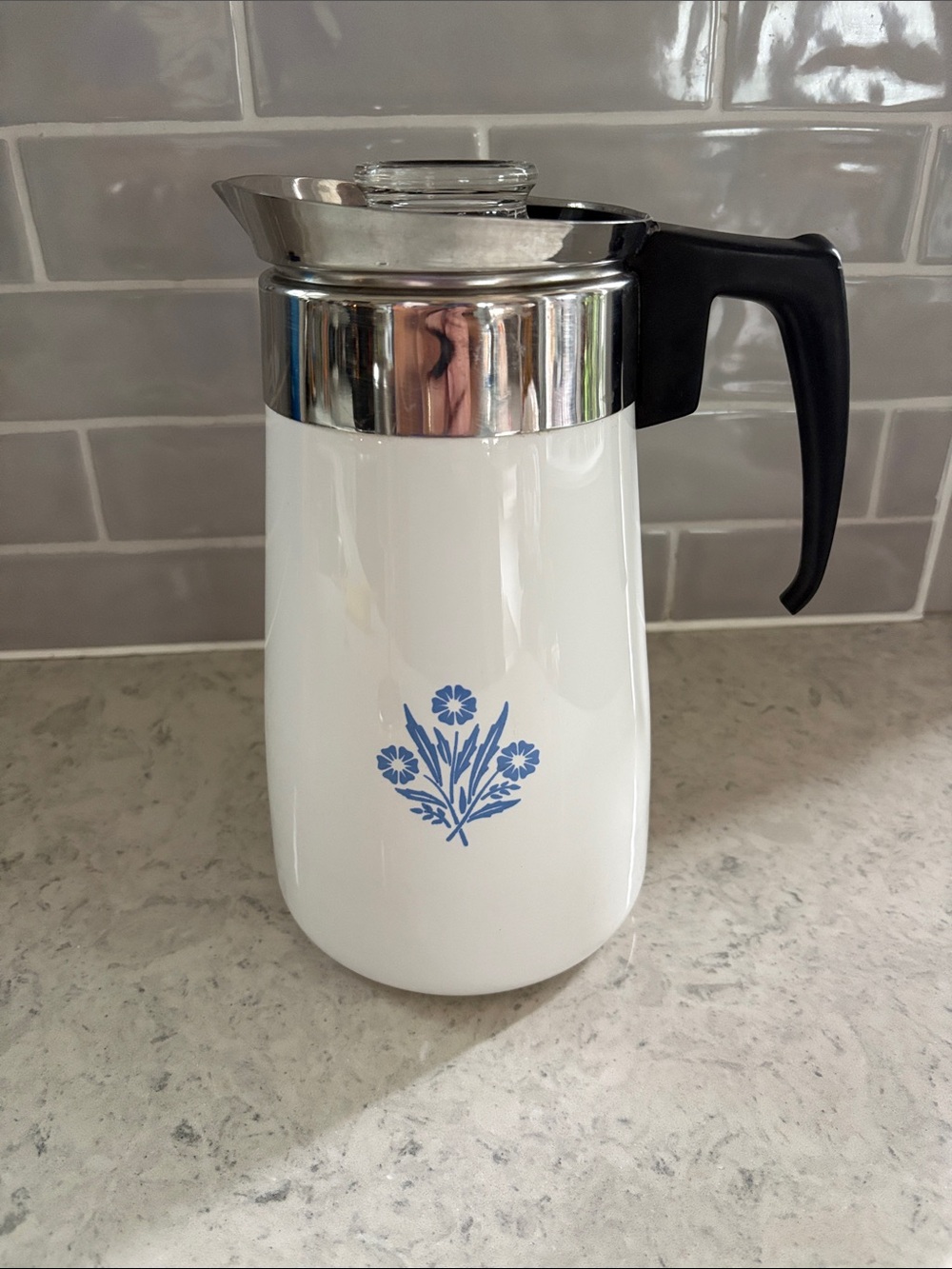 Vintage Corningware Blue Cornflower 9 cup Percolator NO INSERT